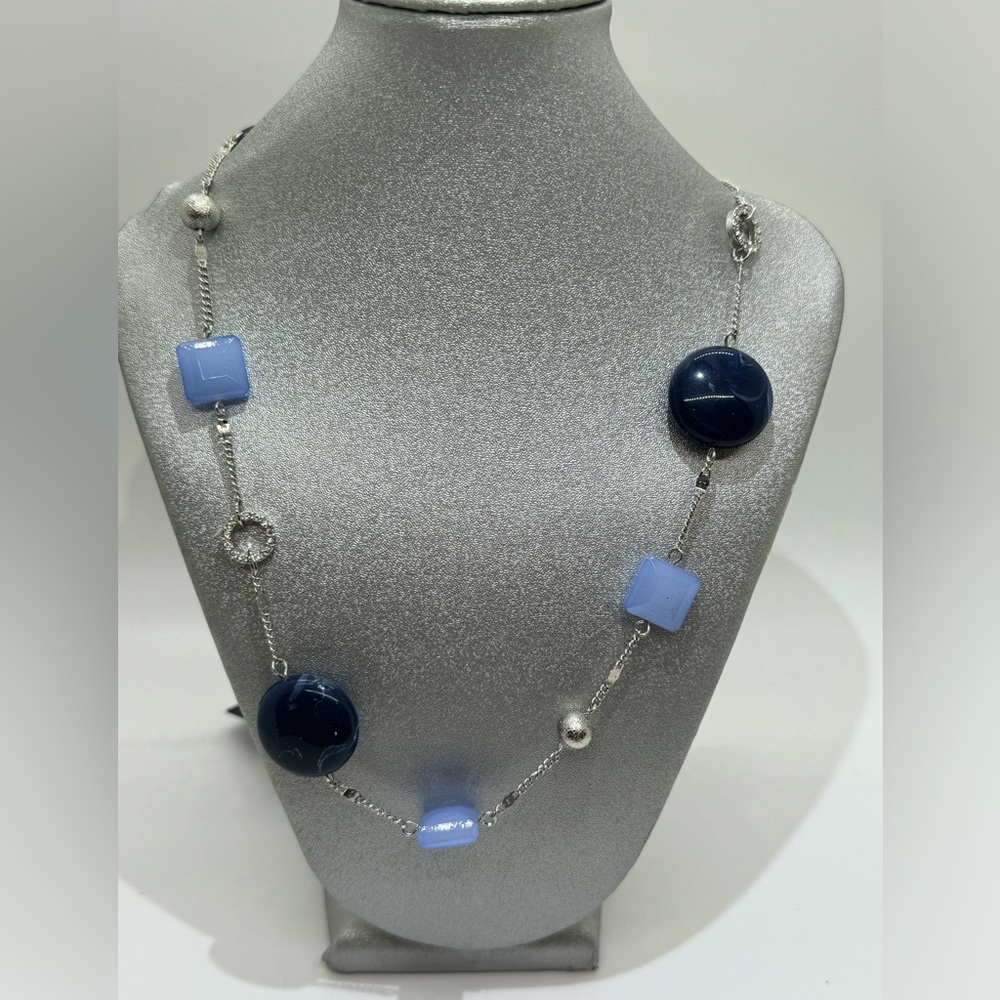 🆕 NWT 🆕 The Limited - Long silver Necklace with Blue Accents - Vintage